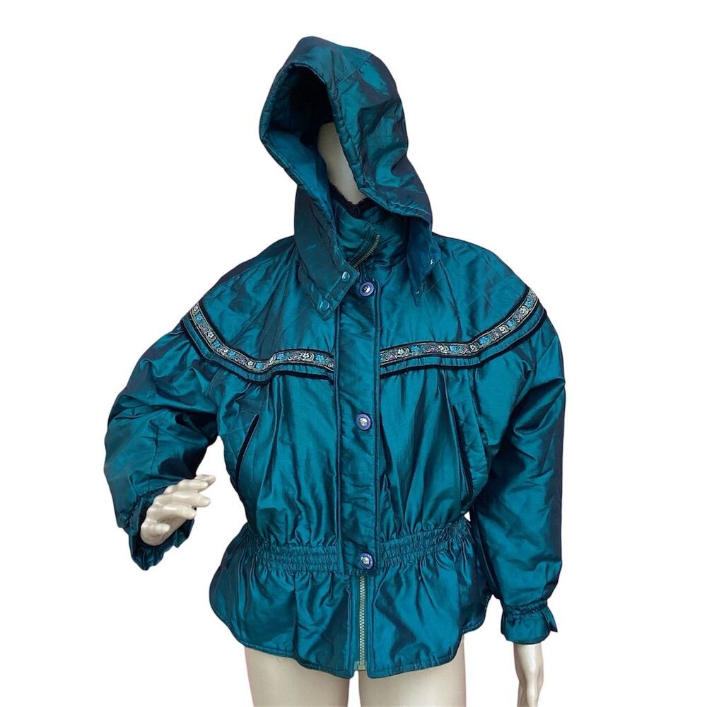Big Chill Women's Vintage‎ Hooded Ski Jacket Green Size L Winter Casual